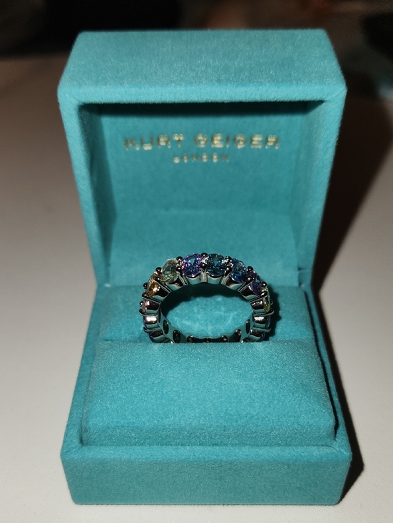 Kurt Geiger Jewelry - Kurt Geiger Rainbow Crystal Eternity Ring in Silver Tone